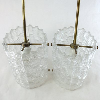 Crystal and Brass Pendant Lamps by Carl Fagerlund for Orrefors, 1960s, Set of 2-SXF-2020416