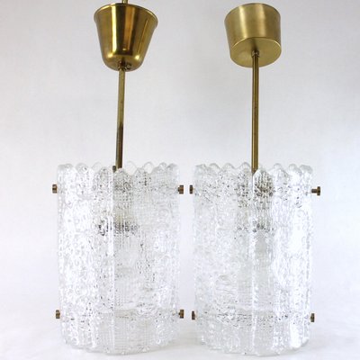 Crystal and Brass Pendant Lamps by Carl Fagerlund for Orrefors, 1960s, Set of 2-SXF-2020416