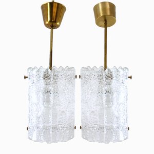 Crystal and Brass Pendant Lamps by Carl Fagerlund for Orrefors, 1960s, Set of 2-SXF-2020416