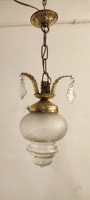 Crystal and Brass Roof Lamp. Spain, 1950s-RGF-1725570