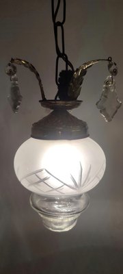 Crystal and Brass Roof Lamp. Spain, 1950s-RGF-1725570