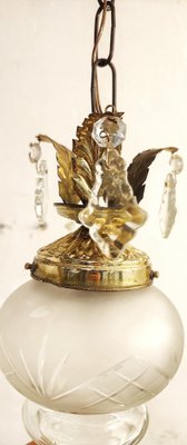 Crystal and Brass Roof Lamp. Spain, 1950s-RGF-1725570