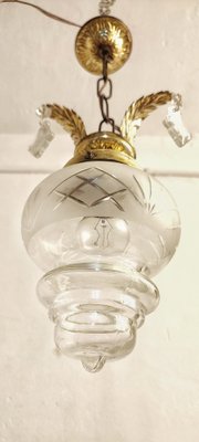 Crystal and Brass Roof Lamp. Spain, 1950s-RGF-1725570