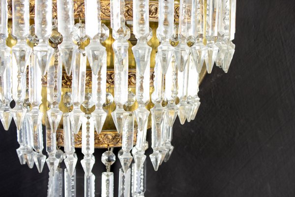 Crystal and Brass Scones or Wall Lights Italy, 1940s, Set of 2-MBH-1031929