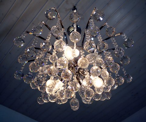 Crystal and Chrome Chandelier, 1970s-DEK-552129