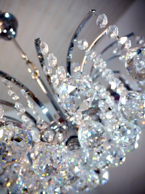 Crystal and Chrome Chandelier, 1970s-DEK-552129