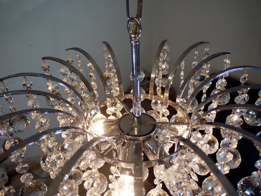 Crystal and Chrome Chandelier, 1970s-DEK-552129