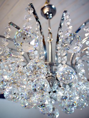 Crystal and Chrome Chandelier, 1970s-DEK-552129