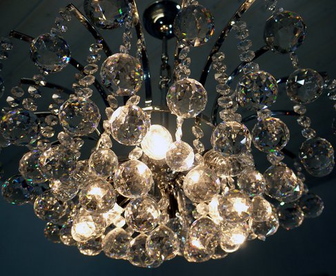 Crystal and Chrome Chandelier, 1970s-DEK-552129