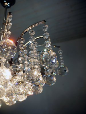 Crystal and Chrome Chandelier, 1970s-DEK-552129