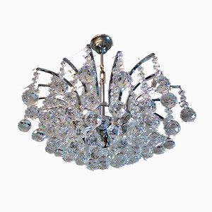 Crystal and Chrome Chandelier, 1970s-DEK-552129