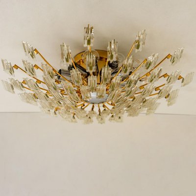 Crystal and Gilded Brass Wall or Ceiling Light attributed to Oscar Torlasco for Stilkronen, 1970s-VDW-1433154