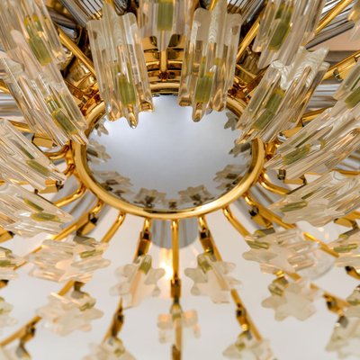 Crystal and Gilded Brass Wall or Ceiling Light attributed to Oscar Torlasco for Stilkronen, 1970s-VDW-1433154