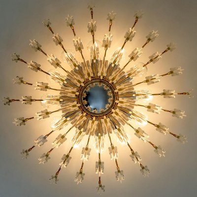 Crystal and Gilded Brass Wall or Ceiling Light attributed to Oscar Torlasco for Stilkronen, 1970s-VDW-1433154