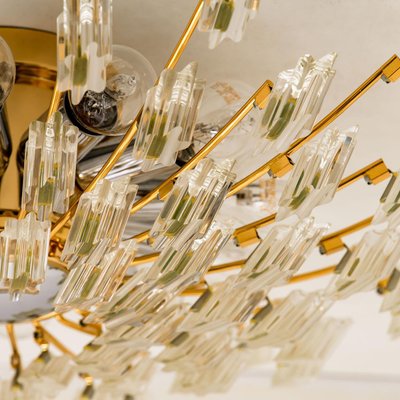 Crystal and Gilded Brass Wall or Ceiling Light attributed to Oscar Torlasco for Stilkronen, 1970s-VDW-1433154