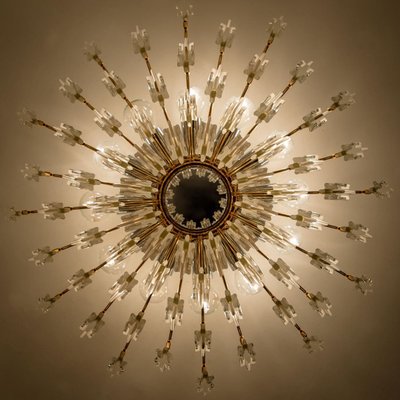 Crystal and Gilded Brass Wall or Ceiling Light attributed to Oscar Torlasco for Stilkronen, 1970s-VDW-1433154