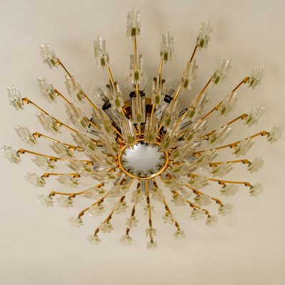 Crystal and Gilded Brass Wall or Ceiling Light attributed to Oscar Torlasco for Stilkronen, 1970s-VDW-1433154