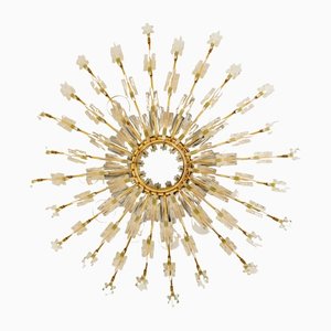 Crystal and Gilded Brass Wall or Ceiling Light attributed to Oscar Torlasco for Stilkronen, 1970s-VDW-1433154