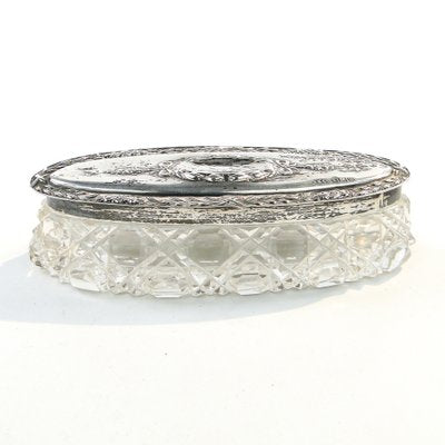 Crystal and Silver Toothpick Holder, United Kingdom, 1930s-BKO-1801177