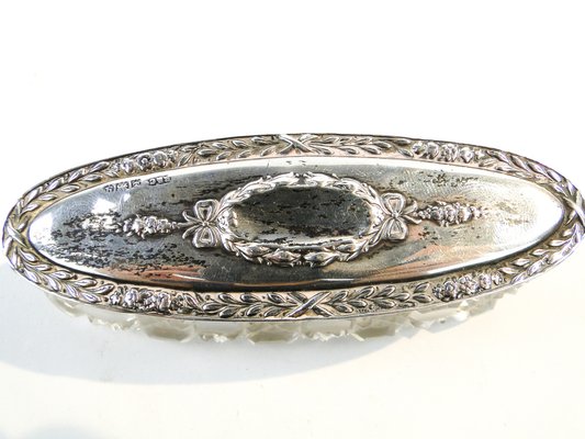 Crystal and Silver Toothpick Holder, United Kingdom, 1930s-BKO-1801177