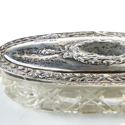 Crystal and Silver Toothpick Holder, United Kingdom, 1930s-BKO-1801177