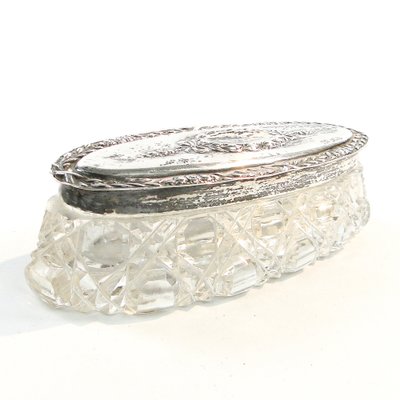 Crystal and Silver Toothpick Holder, United Kingdom, 1930s-BKO-1801177