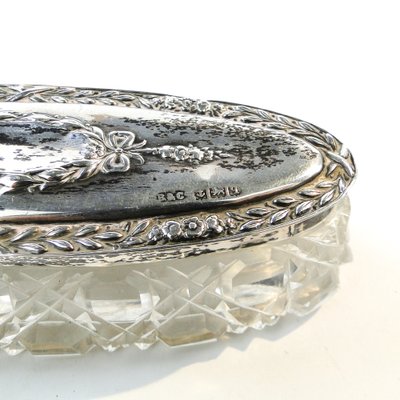 Crystal and Silver Toothpick Holder, United Kingdom, 1930s-BKO-1801177