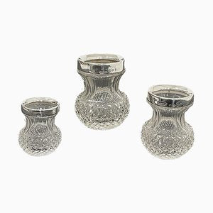 Crystal and Silver Vases from Saunders and Shepard, 1897, Set of 3-UCH-1431517