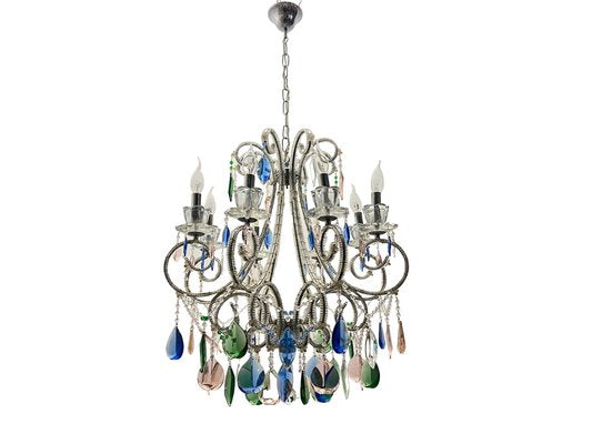 Crystal Beaded Multicolored Chandelier, 1980s-JJC-1820165