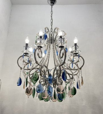 Crystal Beaded Multicolored Chandelier, 1980s-JJC-1820165