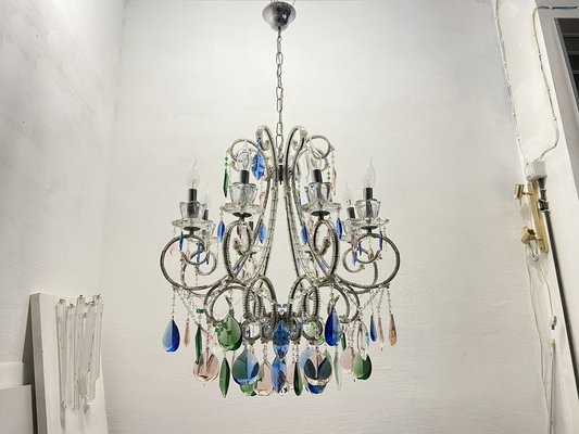 Crystal Beaded Multicolored Chandelier, 1980s-JJC-1820165