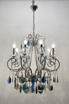 Crystal Beaded Multicolored Chandelier, 1980s-JJC-1820165