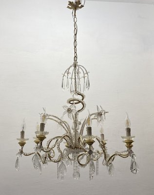 Crystal Beaded Murano Flower Chandelier, 1940s-JJC-1761045