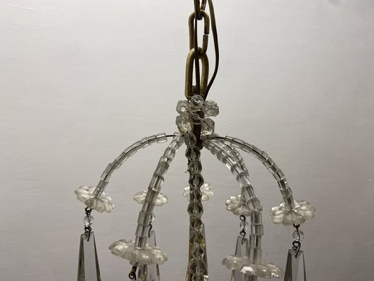 Crystal Beaded Murano Flower Chandelier, 1940s-JJC-1761045