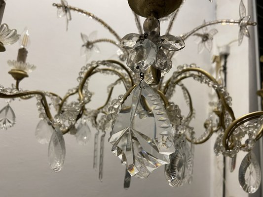 Crystal Beaded Murano Flower Chandelier, 1940s-JJC-1761045