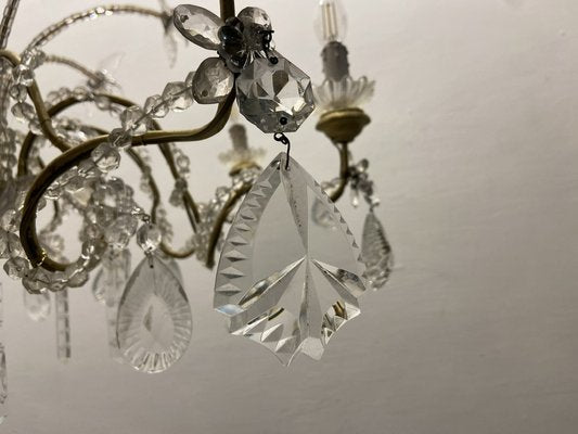 Crystal Beaded Murano Flower Chandelier, 1940s-JJC-1761045