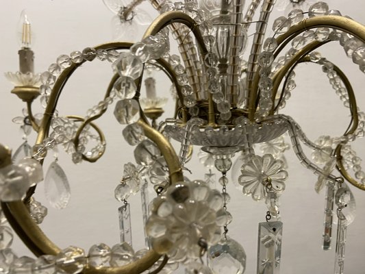 Crystal Beaded Murano Flower Chandelier, 1940s-JJC-1761045