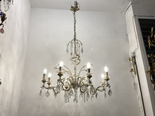 Crystal Beaded Murano Flower Chandelier, 1940s-JJC-1761045