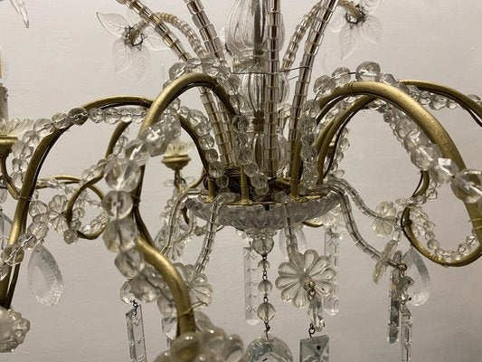 Crystal Beaded Murano Flower Chandelier, 1940s-JJC-1761045