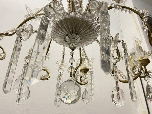 Crystal Beaded Murano Flower Chandelier, 1940s-JJC-1761045