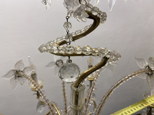 Crystal Beaded Murano Flower Chandelier, 1940s-JJC-1761045