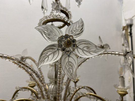 Crystal Beaded Murano Flower Chandelier, 1940s-JJC-1761045