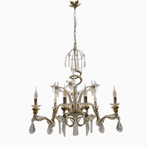 Crystal Beaded Murano Flower Chandelier, 1940s-JJC-1761045