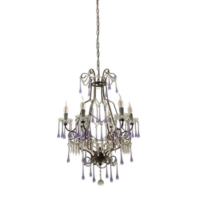 Crystal Beaded Murano Glass Chandelier, 1960s-JJC-1786847