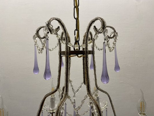 Crystal Beaded Murano Glass Chandelier, 1960s-JJC-1786847