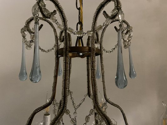 Crystal Beaded Murano Glass Chandelier, 1960s-JJC-1786847