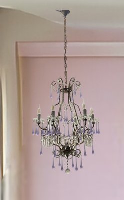 Crystal Beaded Murano Glass Chandelier, 1960s-JJC-1786847