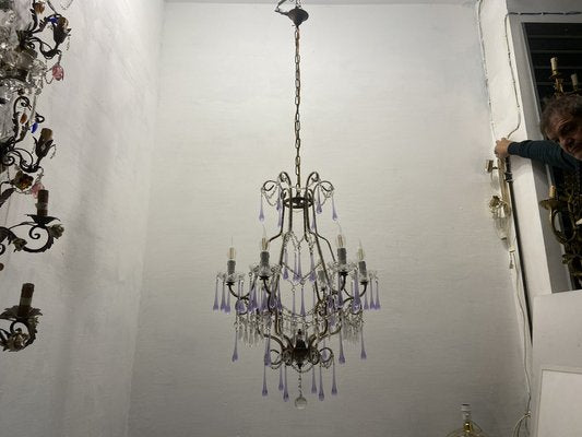 Crystal Beaded Murano Glass Chandelier, 1960s-JJC-1786847