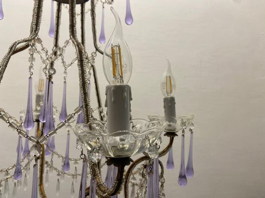 Crystal Beaded Murano Glass Chandelier, 1960s-JJC-1786847