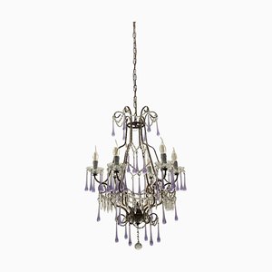 Crystal Beaded Murano Glass Chandelier, 1960s-JJC-1786847